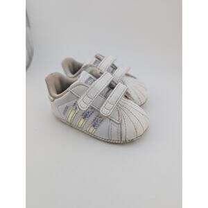 Adidas Baby Size 1k Superstar Crib Shoes Sneakers White Iridescent Silver 1